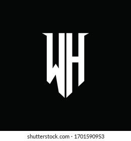 WH logo monogram with emblem shield style design template