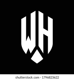wh logo monogram with emblem shield style design template