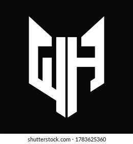 Monograma de logotipo WH con plantilla de diseño de forma de cabeza de zorro