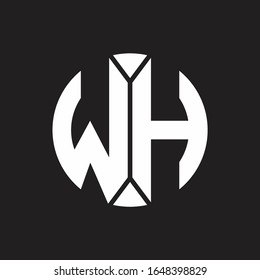 Monograma con logotipo WH con estilo de cinta circular en pieza