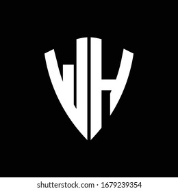 WH logo monogram with shield shape design template