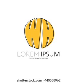 WH Logo. Vector Graphic Sphere Branding Letter Element. White Background