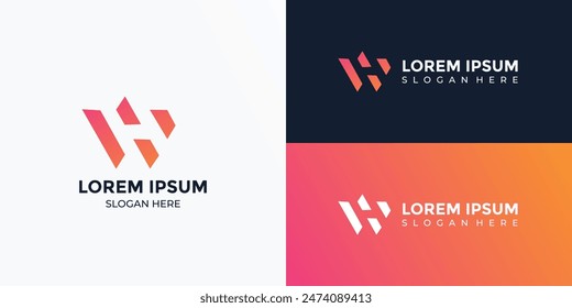 WH Monogram Letter Logo Icon Design