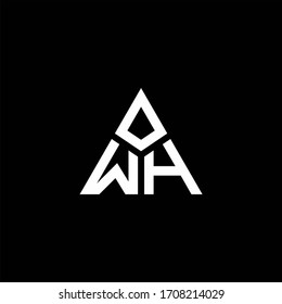 WH-Monogramm-Logo mit 3 Stücken Form einzeln auf Dreiecksdesign-Vorlage