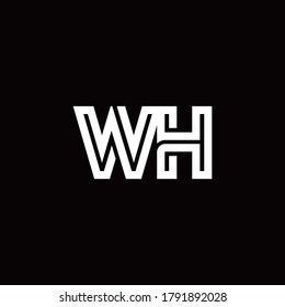 WH monogram logo with abstract line design template