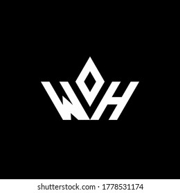 logotipo de monograma WH con forma de corona plantilla de diseño de estilo lujoso