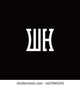 WH monogram logo with curved side style design template