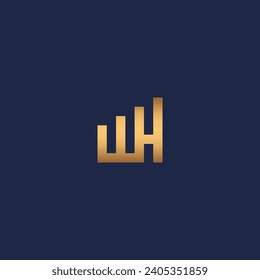WH monogram logo with stacked bar form and gold gradient