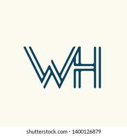 WH monogram.Typographic logo with letter w and letter h.Lettering icon with uppercase alphabet initials isolated on light background.Modern, clean, corporate, geometric style.