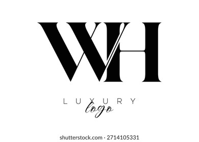 WH Serif Letter Monogramm Typografie Logo für elegante Premium-Branding-Identität