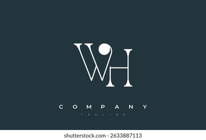 WH Typography Logo Design. Stylish monogram design depiction featuring the letters W and H combined in an artistic signature style, delivering a unique and creative visual representation.