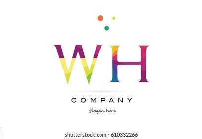 wh w h  creative rainbow colors colored alphabet company letter logo design vector icon template