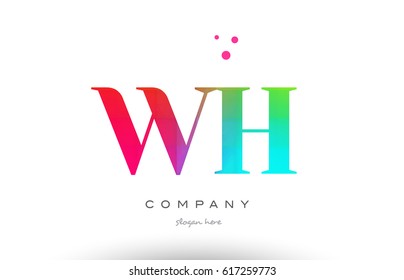 WH W H creative rainbow colors colored artistic alphabet company letter logo design vector icon template