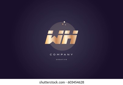 wh w h  gold yellow golden metal metallic bold luxury product modern creative gradient alphabet company logo design vector icon template