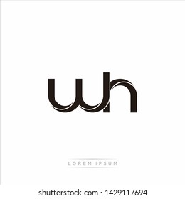 wh w h Initial Letter Split Lowercase Modern Monogram linked outline rounded logo