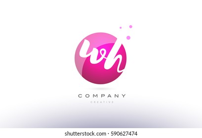 wh w h  sphere pink 3d alphabet company letter combination logo hand writting written design vector icon template 