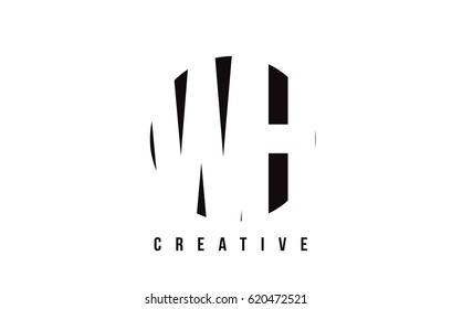WH W H White Letter Logo Design with Circle Background Vector Illustration Template.