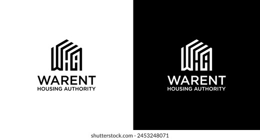 WHA letter logo design on BLACK and WHITE background. WHA creative initials letter logo concept. WHA letter design.