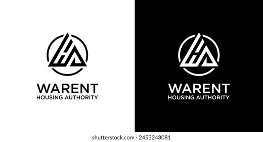 WHA letter logo design on BLACK and WHITE background. WHA creative initials letter logo concept. WHA letter design.
