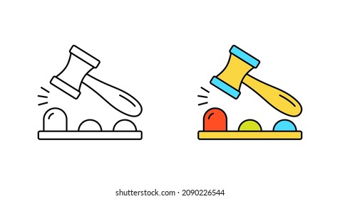 Whack mole game, linear and color icon. Outline simple vector. Contour isolated pictogram on white background