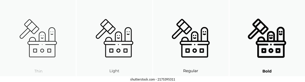 whack a mole icon. Thin, Light Regular And Bold style design isolated on white background