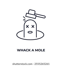 whack a mole outline icon. Linear vector from entertainment concept. Thin line whack a mole icon isolated on white background