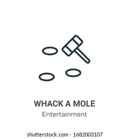 Whack a mole outline vector icon. Thin line black whack a mole icon, flat vector simple element illustration from editable entertainment concept isolated stroke on white background