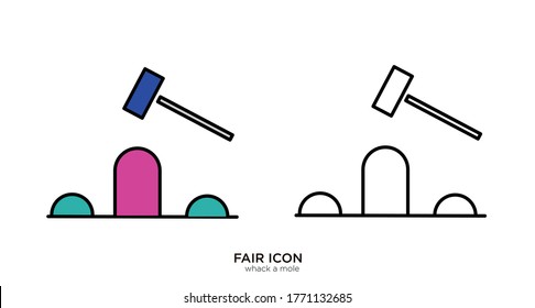 Whack a mole vector illustration lineal color and filled design