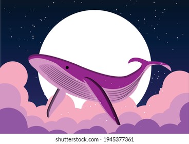 Whale 52 flying in the sky