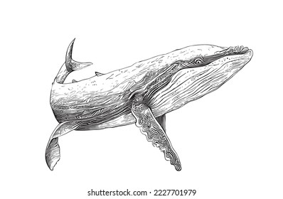 Whale abstract sketch hand drawn Vector illustration