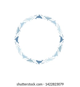 Whale animal Abstract Brush Wreath