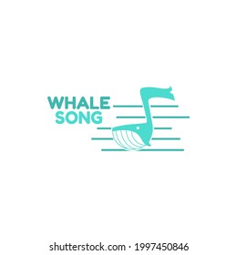 Whale animal Song Harmony music Blue logo concept design illustration