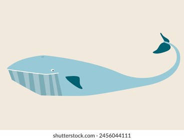 Whale, animal vector illustration, rare and endangered animal, mammal, ocean, sea stock illustration