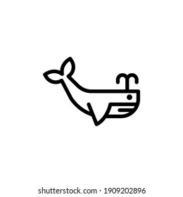 whale animal vector line icon