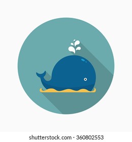 Whale apron flat  icon with long shadow,circle,eps10,interface,button