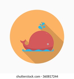 Whale apron flat  icon with long shadow,circle,eps10,interface,button