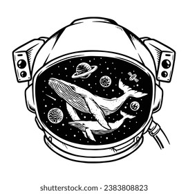 ilustración de la línea de casco astronauta