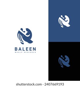 Whale baleen humpback modern logo design vector