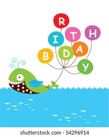 whale birthday invitation tag