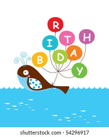 whale birthday invitation tag