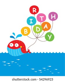 whale birthday invitation tag