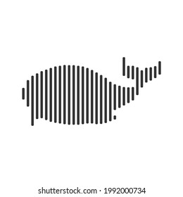 Whale black barcode line icon vector on white background.