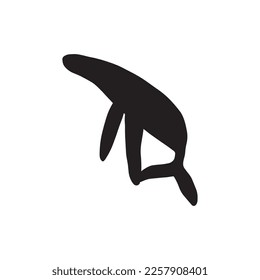 Whale, black silhouette ocean animal. Sealife in Scandinavian style on a white background. Great for poster, card, apparel print. Vector illustration
