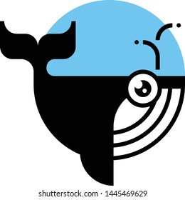Whale black silhouette vector icon