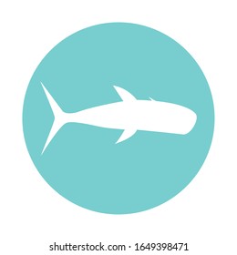 whale block style icon design Sea life ecosystem fauna ocean underwater water nature marine tropical theme Vector illustration