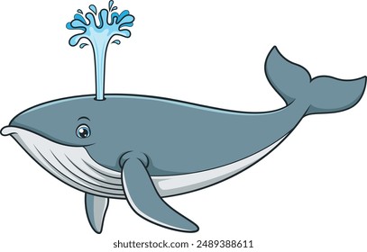 Whale blowing water vector illustration