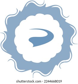 Whale blue, abstract silhouette in a frame of waves, no background.
