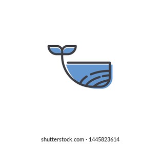 Whale blue animal vector logo.