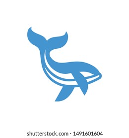 whale blue outline line art monoline logo vector icon