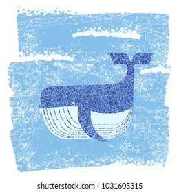 Whale in blue sea background.Vector illustration   